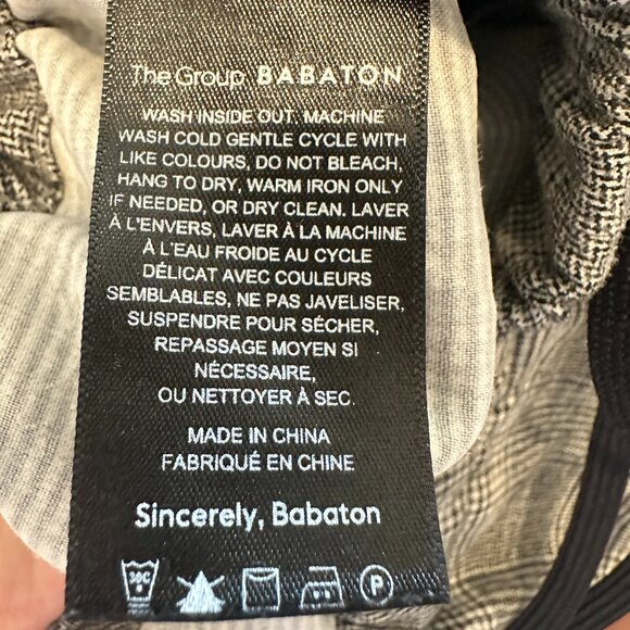 Aritzia Group Babaton Jimmy Grey Plaid Drawstring High Waisted Pants - Picture 4 of 5